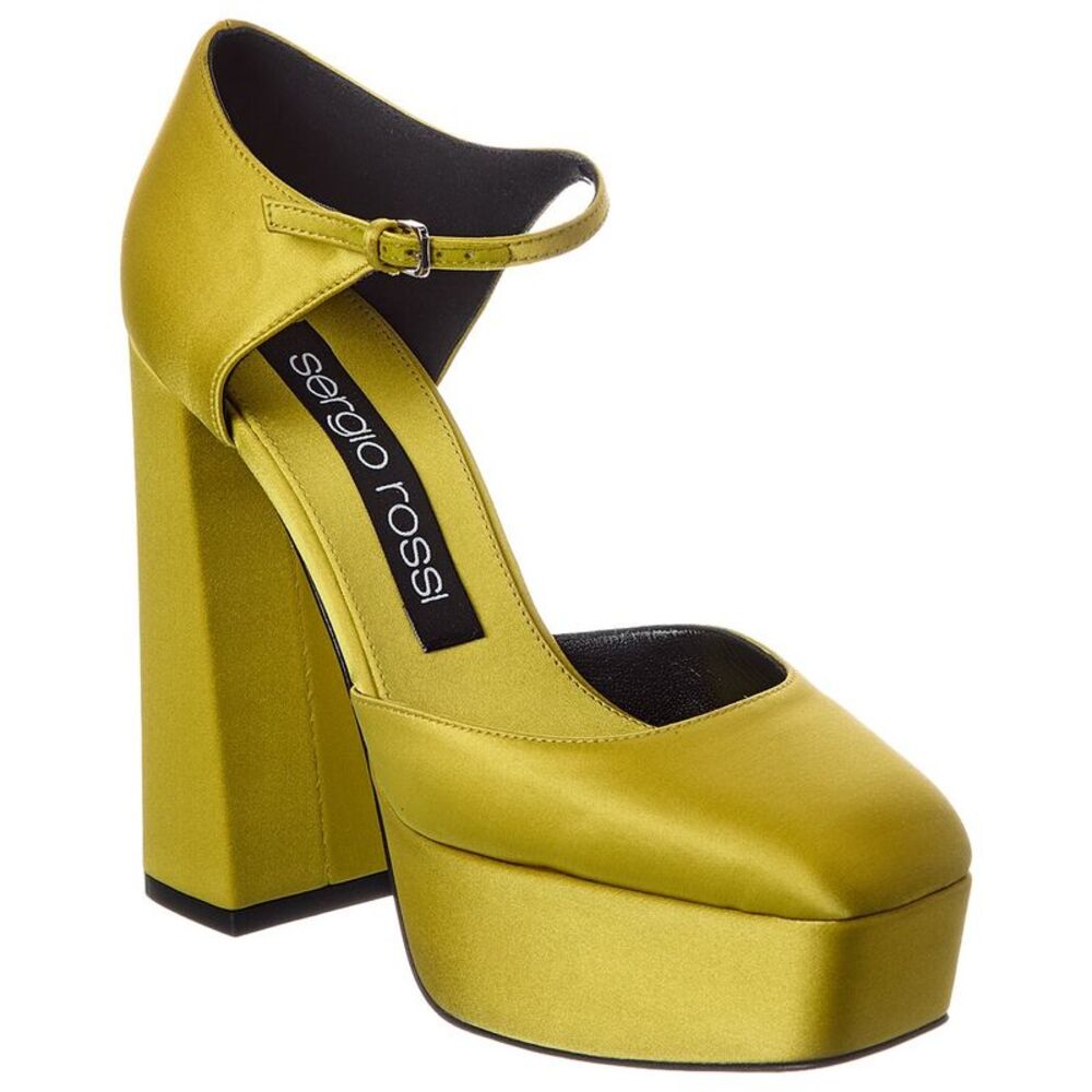 Sergio Rossi Alicia 80 Satin Platform Pump, Green